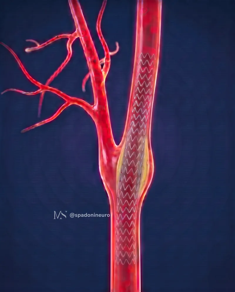 Ilustração realista — Stent na carótida